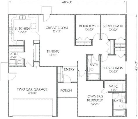 The Floor Plan For A Two Bedroom One Bath House With An Attached