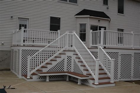 Deck With Two Sets Of Steps With Rails And Bench Nj Carls Fencing