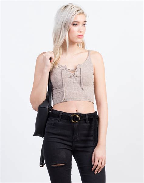 Cami Lace Up Top Crop Top Lace Up Tank 2020ave