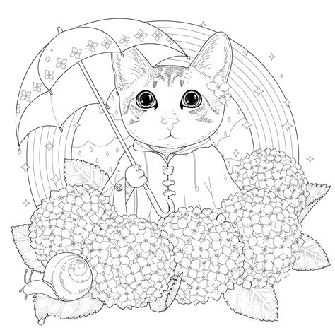 Step christmas cat coloring page. Cat to print for free : Rainbow cat - Cats Kids Coloring Pages