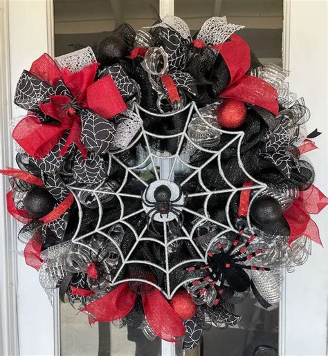 Halloween Wreath Spider Wreath Spider Web Wreath Black And Etsy