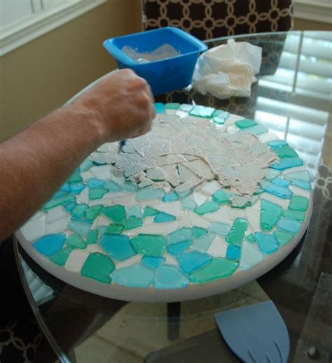 Mosaic19 639x700 Glass Crafts Diy Sea Glass Mosaic Glass Top Table