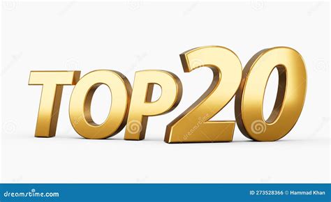3d Golden Shiny Top 20 Text Top Twenty 3d Text Isolated On White