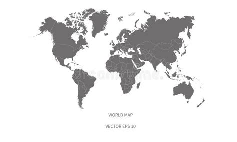 Detailed World Map With Borders Of States Isolated World Map Stock
