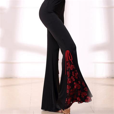 Ballroom Latin Dance Pants Black Stretch Trousers Women Performance Practice Wear Ladies