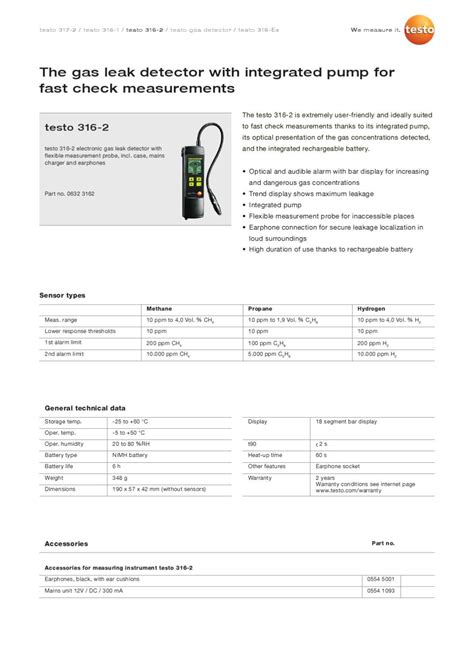 Testo 316 And 317 Gas Leak Detector Datasheet By Testo Limited Issuu