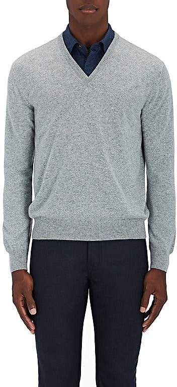 Barneys New York Mens Cashmere V Neck Sweater Gray Cashmere Sweater