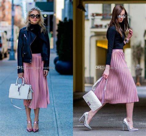 2019 Fashion Street Style Women Skirts High Waist Pleated Satin Tea