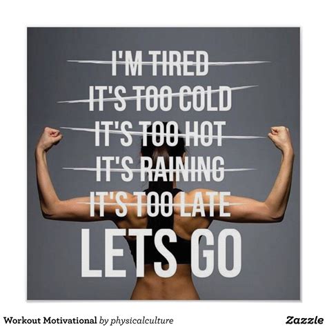 Workout Motivational Poster Fitness Motivation Quotes