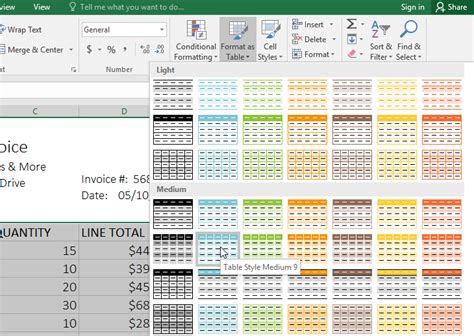 Excel 2016 Tables