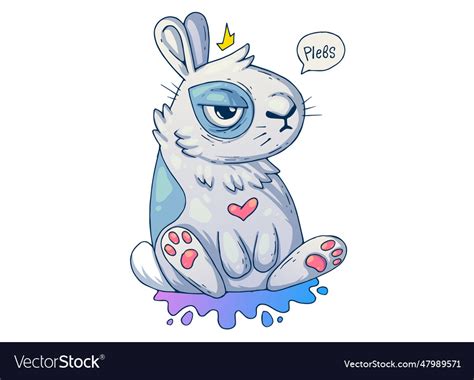 Cute Grumpy Rabbit Creative Cartoon Picture Vector Image