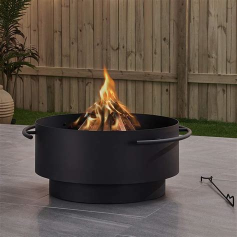 Brooks 28 Wide Black Round Wood Burning Outdoor Fire Pit 86w73