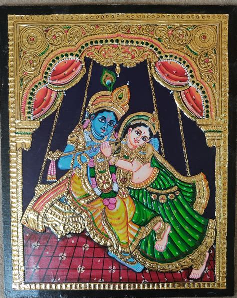 Radha Krishna Tanjore Painting 22k International Indian Folk Art