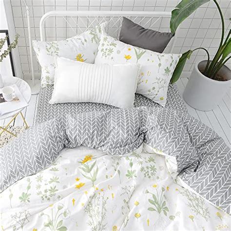 Vclife Cotton Duvet Cover Queen White Gray Bedding Sets Boho Style