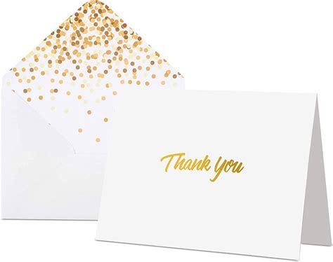 Buy 100 Thank You Cards With Envelopes Thank You Notes White Gold