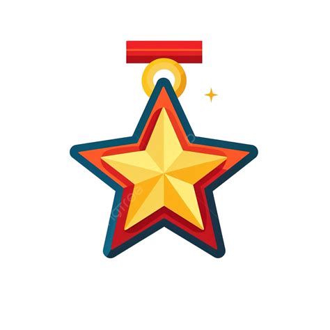 Star Award Medal Illustration In Minimal Style First Victory Star