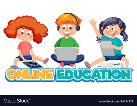 Online Education With Children Learning Royalty Free Vector