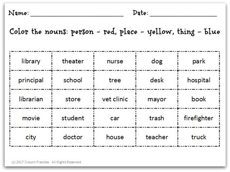 Noun Classification Worksheet Free Printable Do Play Learn