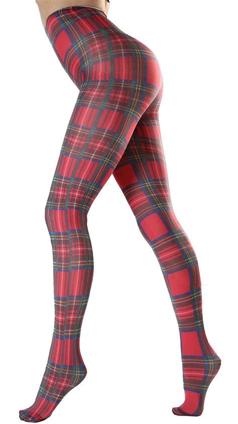 Plaid Tights Red Colorful Pantyhose Available In Plus Size Tights