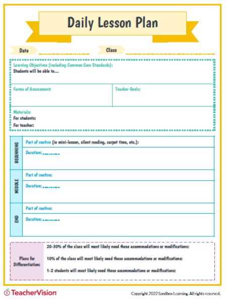 Printable Daily Lesson Plan Template Printable Templates The Best
