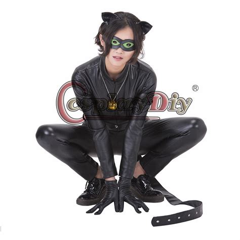 Miraculous Ladybug Cat Noir Costume Cosplay Jumpsuit Gloves Eyemask Cosplay