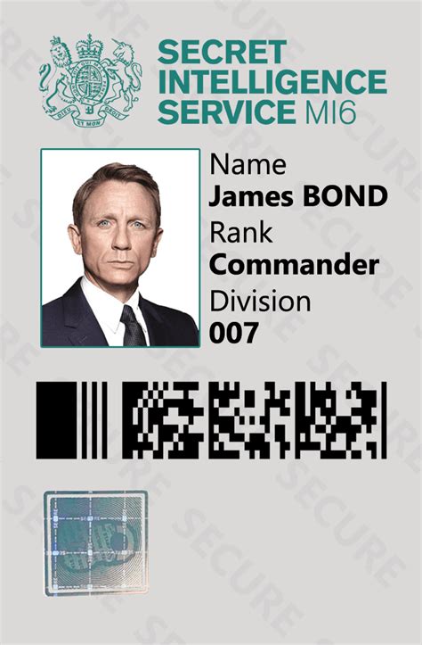 James Bond 007 Mi6 Novelty Spy Id Card The Lanyard Shop