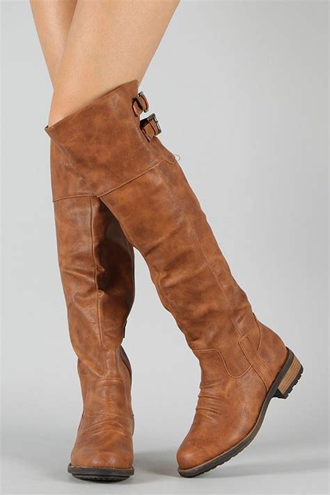 Qupid Relax Buckle Knee High Boot Cute Boots Knee High