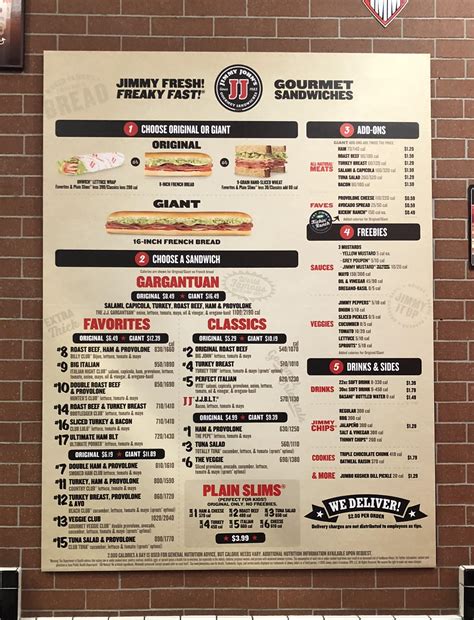 Printable Jimmy Johns Menu