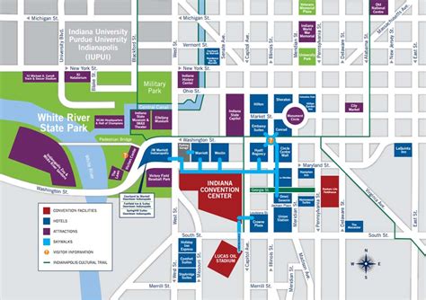 Indianapolis Map Downtown Hotels And Attractions