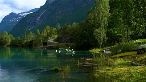 Scenic Norway Lovatnet Lakes Stunning Stock Footage Sbv 320707784