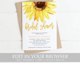 sunflower invite etsy