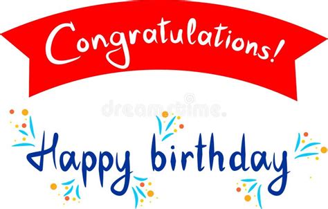 Handwritten Words Happy Birthday And Congratulations Vector Stock