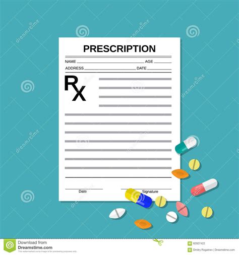 Prescription Rx Form And Pills Stock Vector Illustration Of