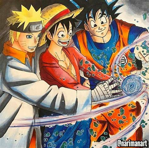 Cool Luffy And Naruto And Goku Goku Vs Naruto By Franismael117 On