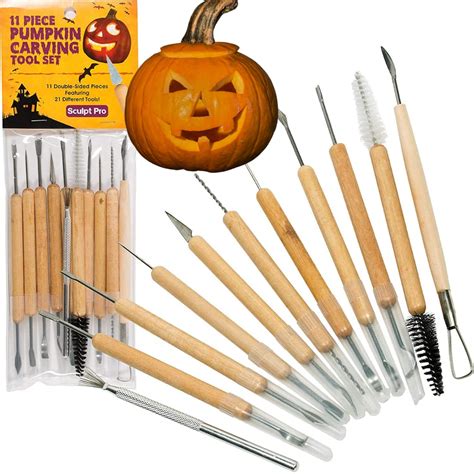 Buy Pumpkin Carving Kit 21 Tool Set W 11 Double Sided Pieces