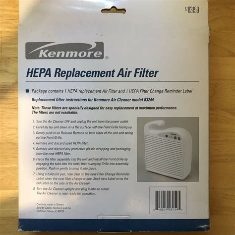 Kenmore 83159 1230f Hepa Air Cleaner Purifier Filter For Models 85244 And 83244 On Ebid United
