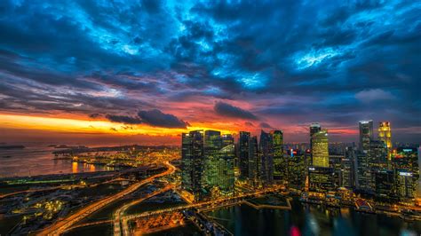 Singapore Evening Cityscape 4k Ultra Hd Wallpaper Background Image
