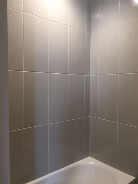 Sleek Gray Vertical Stacked Wall Tile Daltile Showscape 12x24 Wall