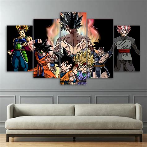 Artsailing Hd Print 5 Piece Canvas Art Dragon Ball Goku Growing Up Home