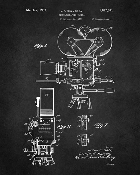 Film Camera 3 Piece Wall Art Home Theater Patent Prints Etsy