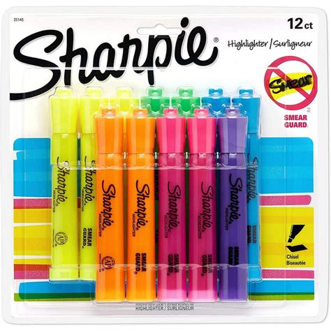 Sharpie Tank Highlighters Assorted Fluorescent Colors Chisel Tip