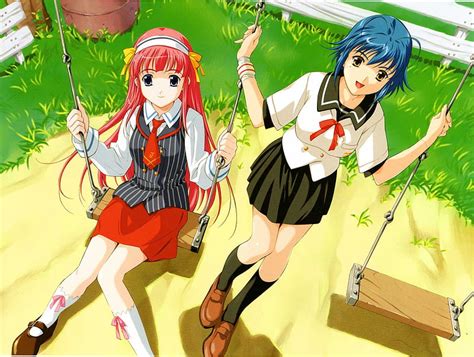 Kokoro No Tobira Female Friend Playground Park Cute Girl Swing Anime Hd Wallpaper Peakpx