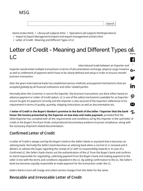 Letter of Credit - Meaning and Different Types of LC | Letter Of Credit | International Business