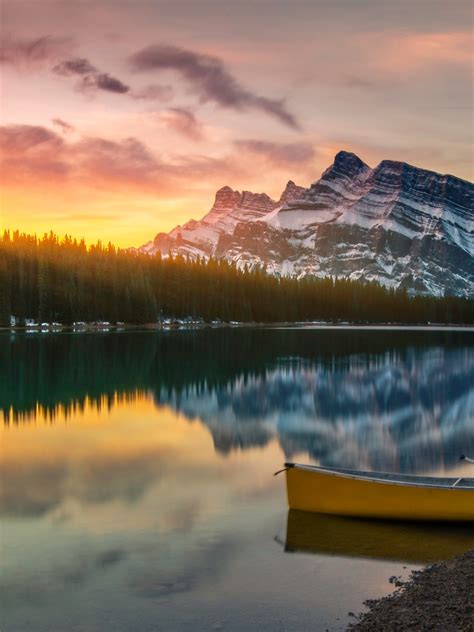 Two Jack Lake Wallpaper 4k Banff National Park Alberta Canada