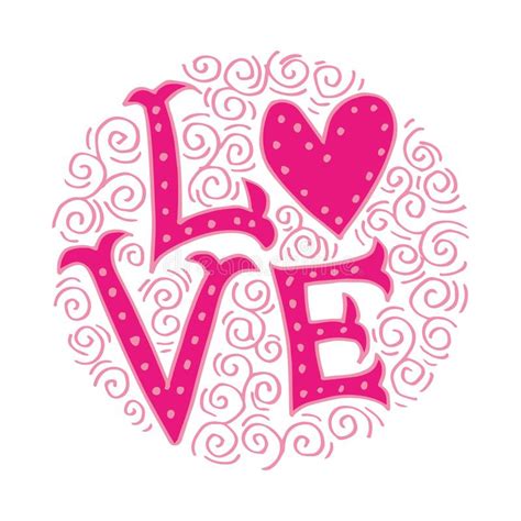 Love Hand Lettering Handmade Calligraphy On Circle Background Stock