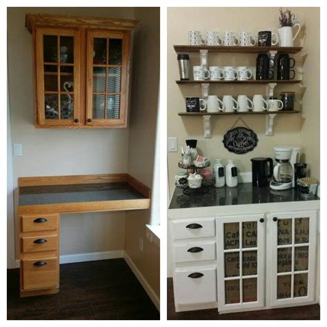 It's a great spot to sit & write grocery lists, stash receipts and mail, and of course it's an opportunity to create a vignette! Repurposed a coffee bar out of the desk area in our ...