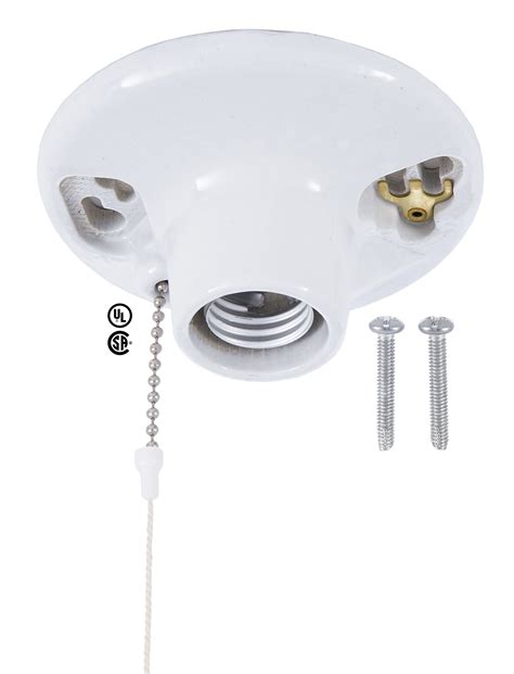 Porcelain Socket Ceiling Blank With Pull Chain And Outlet 47722 Bandp