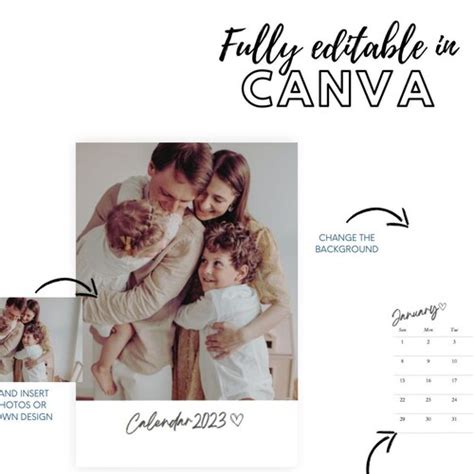 2023 Photo Calendar Template Canva Honeycomb One Page Etsy