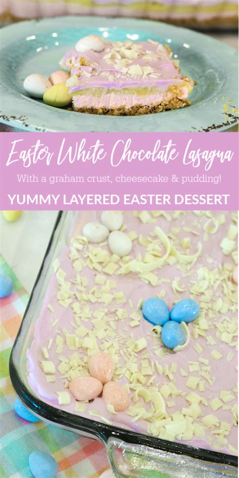 It is one of the most popular desserts i make and i love it because my daughter who is allergic to egg whites will be getting it for her first birthday cake since it is egg free! White Chocolate Dessert Lasagna with an Easter Twist ...