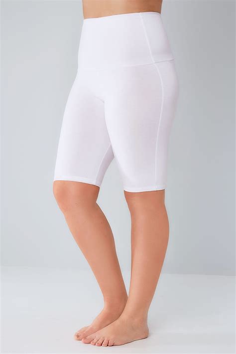 White Tummy Control Soft Touch Legging Shorts Plus Size To